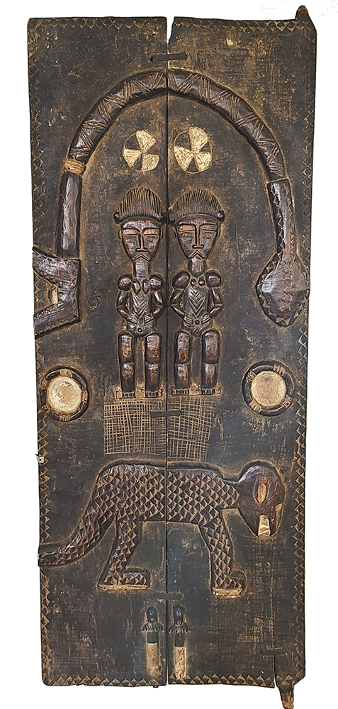 wooden door with carvings