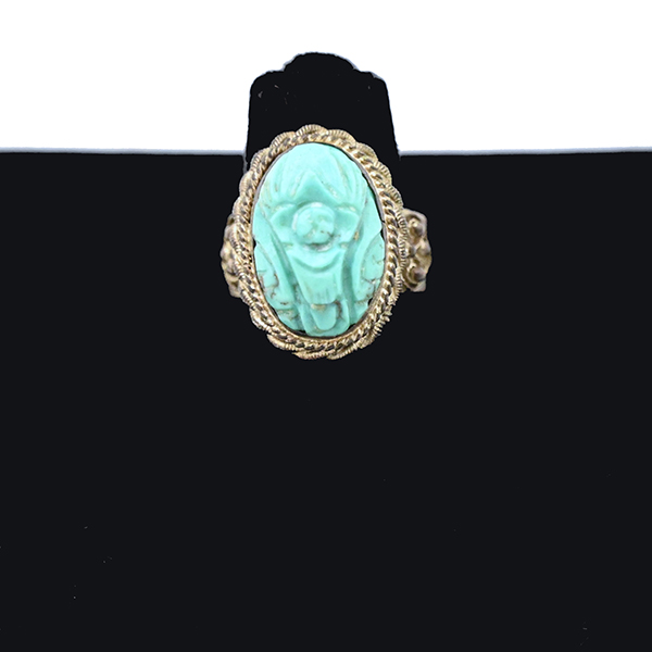 Turquoise and silver filigree ring